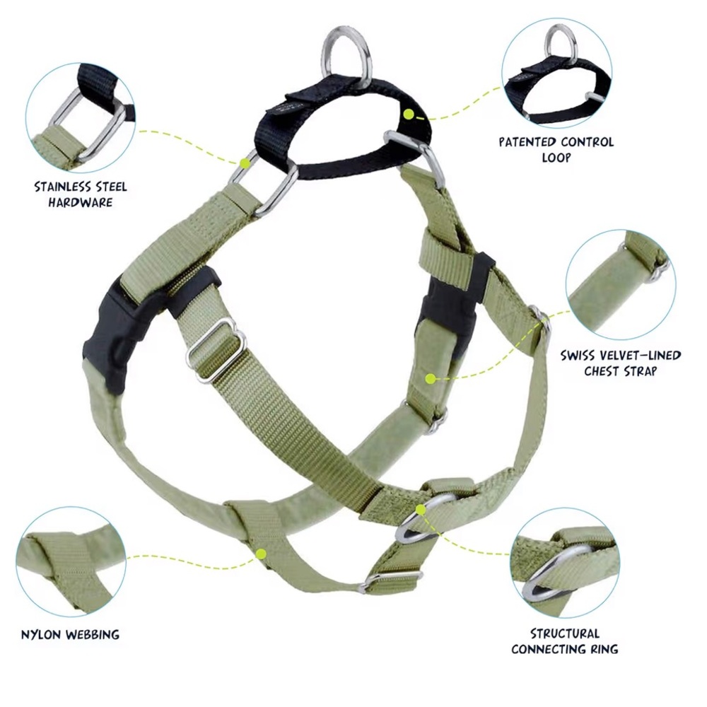 Tan Dog Harness with Stainless Steel Hardware